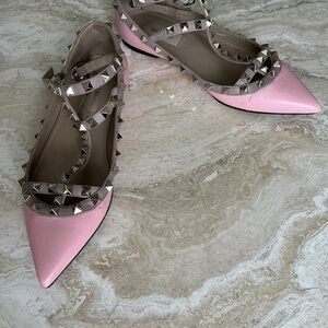 Valentino rockstud 36 US 6 pink leather Studded Women's Shoes flat ballerina